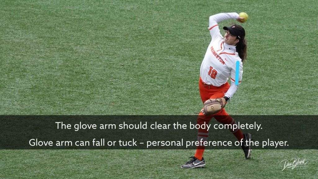 glove arm mechanics throwing a softball in fastpitch