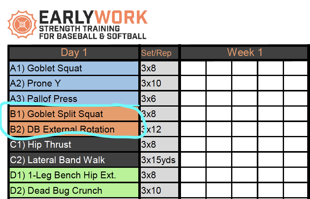 early work baseball strength and conditioning program