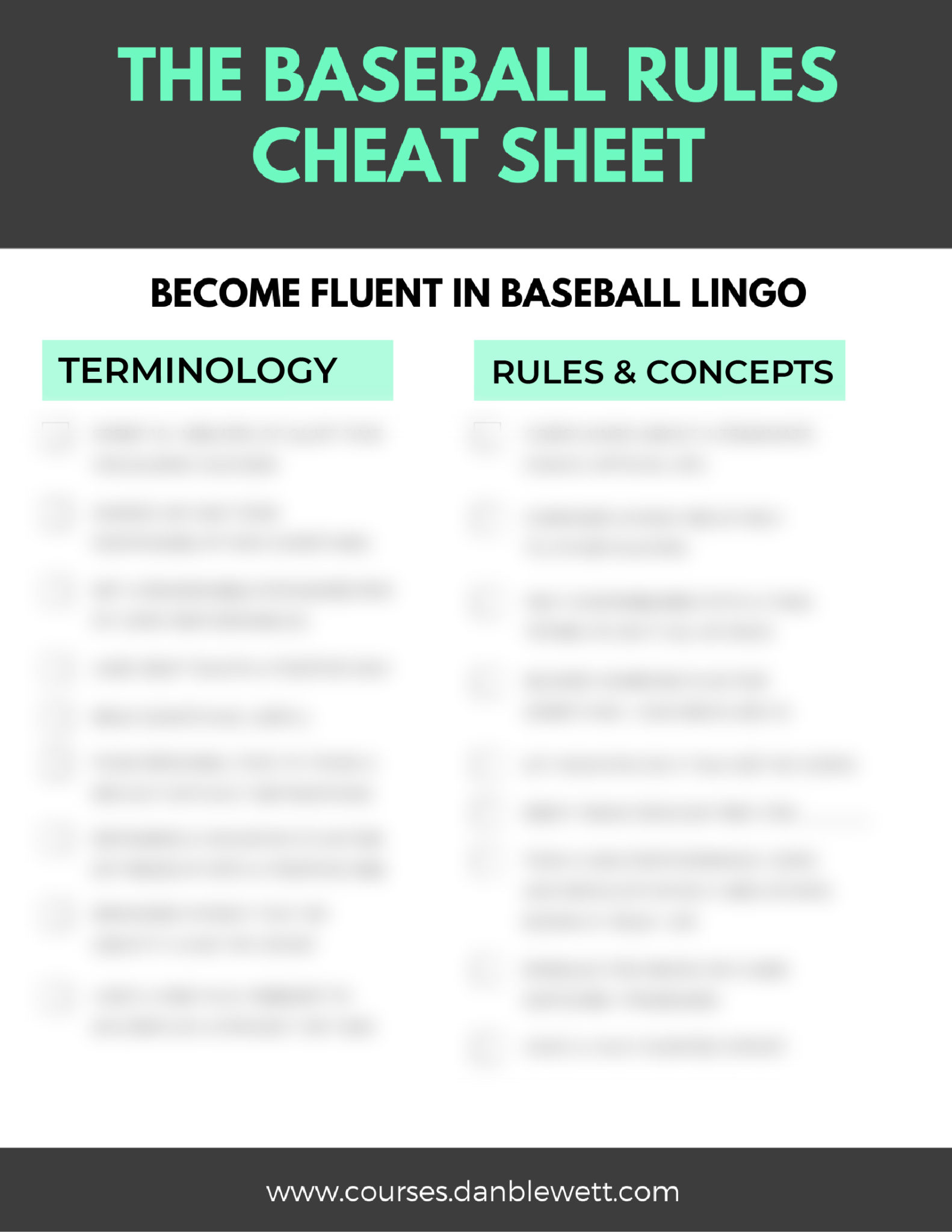 Baseball Knowledge Cheat Sheet For Beginners